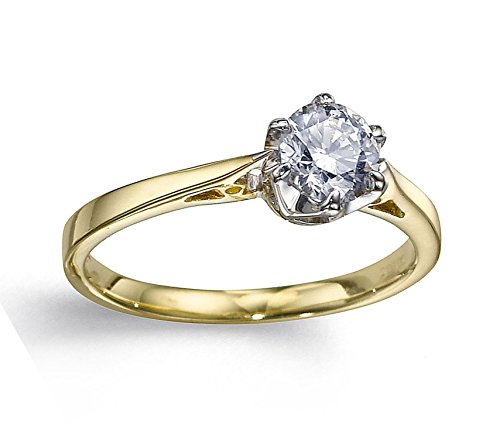 Anillo de oro amarillo con diamante natural de 1 / 3ct premium calidad_11,5