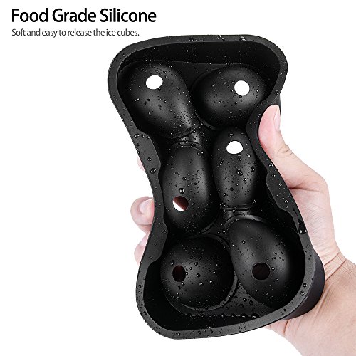 Ankway Bandeja de Hielo de Silicona,Cubiteras para Hielo sin BPA Moldes de hielo de silicona Molde cuadrado y redondo Bola de hielo para Bebés,Cola,Cócteles,Whisky Negro
