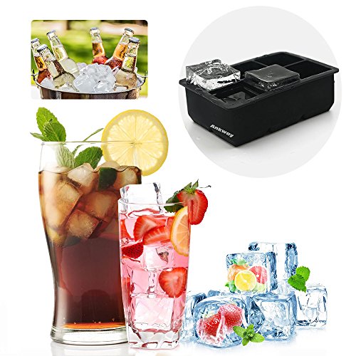 Ankway Bandeja de Hielo de Silicona,Cubiteras para Hielo sin BPA Moldes de hielo de silicona Molde cuadrado y redondo Bola de hielo para Bebés,Cola,Cócteles,Whisky Negro
