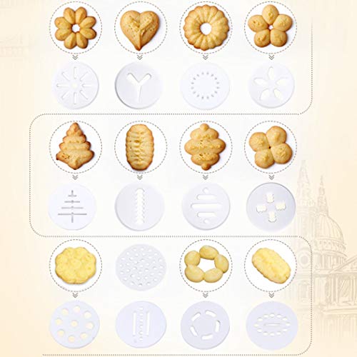AOI Multifuncional Comfort Grip Bomba de prensado de Galletas Pistola de Bricolaje Decorativa Food Grade Biscuit Maker Set de decoración de Pasteles con 13 Discos y 6 Puntas de Hielo