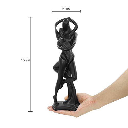 Aoneky Estatua de Pareja de Beso - Figura Decorativa de Resina, Escultura de Novios de Amor, Regalo para Parejas Novios en San Valentín Aniversario, Decoración Moderna Romántica para Casa Salón, Negro