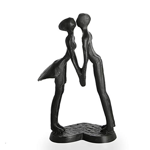 Aoneky Estatua de Pareja de Metal - Figura Decorativa de Parejas Novios Escultura de Hierro, Regalo para San Vanlentín Aniversario de Bodas Navidad, Decoración Romántica Moderna del Hogar Casa Oficina