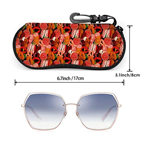 AOOEDM - Estuche blando para gafas de sol, ultraligero, portátil, de neopreno con cremallera, estuche para anteojos, estuche protector para gafas con clip para cinturón, productos cárnicos, salchicha