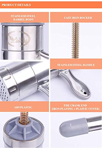 Apark Acero Inoxidable Máquina para Hacer Pasta, Máquina para hacer fideos manual, máquina de prensa de pasta fresca, espaguetis de pasta fresca, máquina para hacer tagliatelle, 5 x Molde