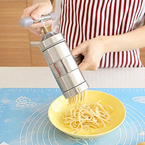Apark Acero Inoxidable Máquina para Hacer Pasta, Máquina para hacer fideos manual, máquina de prensa de pasta fresca, espaguetis de pasta fresca, máquina para hacer tagliatelle, 5 x Molde
