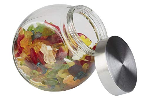 APS großes Vorratsglas, Vorratsdose mit Edelstahl Schraubdeckel 12,5 x 19cm, H: 18cm, Fassungsvermögen 1 Liter