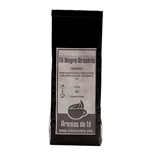 Aromas de Té - Té Negro Arcoiris con Cardamomo, Canela, Trozos de Manzana, Rodajas de Naranja, Clavo y Pimienta Rosa, 50 gr
