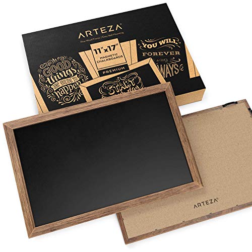 Arteza Pizarras magnéticas pequeñas de tiza para decoración de paredes, 28x43 cm, pack de 2 pizarras negras vintage para bares y restaurantes, tiendas, cocinas, carteles de boda y eventos especiales
