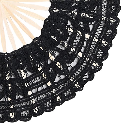 ArtiDeco Abanico de Encaje Abanico de Mano Plegable Vintage con Costillas de Bambú para Decoración de Fiesta Vintage Accesorios
