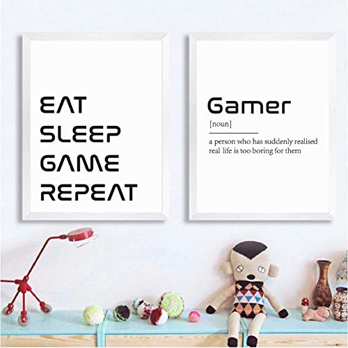 ARTTONIT Decoración de la Sala de Juegos Gamer Definición Carteles e Impresiones Playstation Fan Gift Modern Art Canvas Painting para Boys Bedroom Man Cave 40x50cmx2 sin Marco