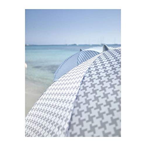 Aucune EZPELETA Parasol de Plage Beach - Ø 180 cm - Vichy Gris Socle Non inclus