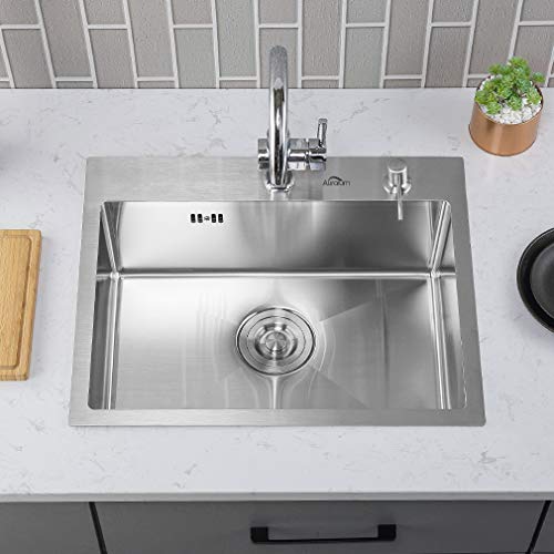 AuraLum - Fregadero-lavabo de acero inoxidable, apto para lavar verduras y frutas