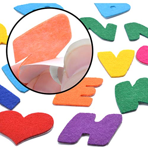 Aylifu Pegatinas del Fieltro,104 Piezas Pegatinas del Alfabeto Letras de Fieltro Autoadhesivas con 4 Piezas Etiquetas en Forma Corazón