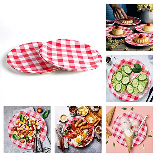 Aytai Rojo y Blanco a Cuadros Disponible Juego de vajilla, 1pcs Mantel + 8pcs Placas + 20pcs servilletas para Picnic Decoraciones del Partido al Aire Libre Partido Barbacoa Suministros