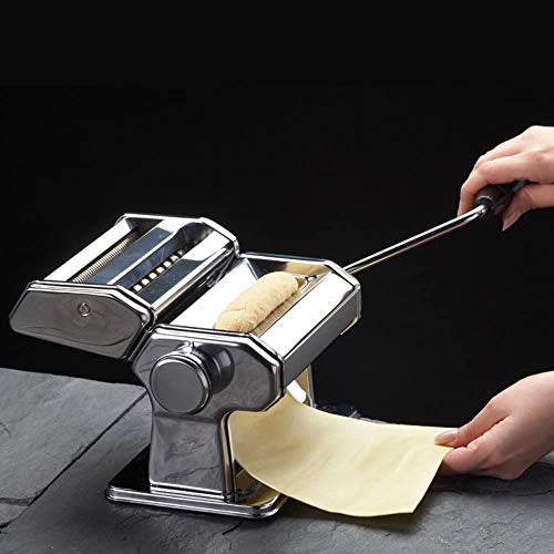 azorex Máquina para Hacer Pasta Fresca Manual de Acero Inoxidable con Manivela 9 Cortes Ajustes Fácil Manejo para Casa Cocina Fideos Masa Tagliatelle