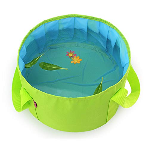 Baanuse Cubo Plegable, Cubeta de Agua portátil, para Camping Jardín Exterior Pesca, 15L Verde