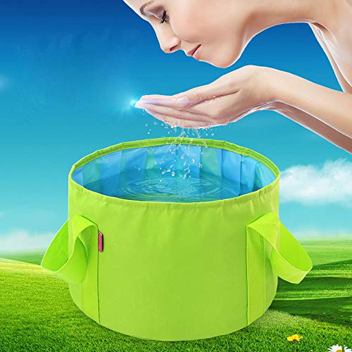 Baanuse Cubo Plegable, Cubeta de Agua portátil, para Camping Jardín Exterior Pesca, 15L Verde