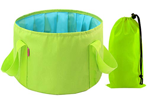 Baanuse Cubo Plegable, Cubeta de Agua portátil, para Camping Jardín Exterior Pesca, 15L Verde