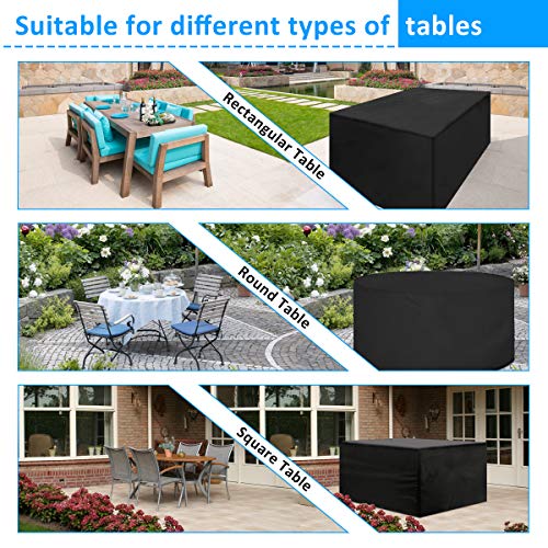 BACKTURE Funda Mesa Jardin, Fundas Muebles Jardín Impermeable de Exterior, 420D Oxford Cubierta de Mesa Resistente al Polvo Anti-UV, Protectora para Muebles de Jardin, Mesa y Sillas(135x135x75cm)