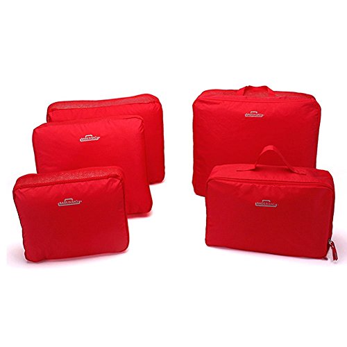 Bag in Bag Shop Story - Juego de 5 Bolsas organizadoras de Equipaje, Color Rojo