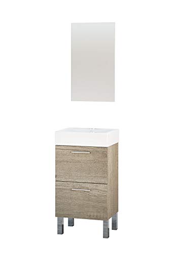 Baikal Sara Conjunto Mueble De Baño Pequeño, Melamina 16, Roble Gris Nebraska, 45Cm