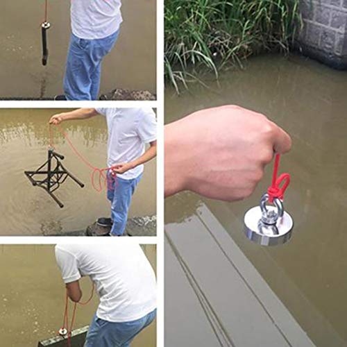 Ballylelly 160Kg NdFeB Imanes Detector de imán de Metal de neodimio de Doble Lado de Acero Pesca + 10M Cuerda