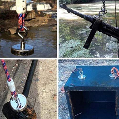 Ballylelly 160Kg NdFeB Imanes Detector de imán de Metal de neodimio de Doble Lado de Acero Pesca + 10M Cuerda
