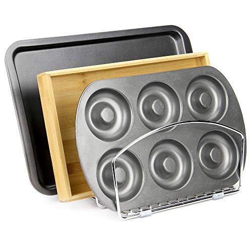 Bandeja de cocina y estante para hornear | Tabla de cortar, Bandeja de hornear Organizador de armario | Soporte vertical cromado | M&W