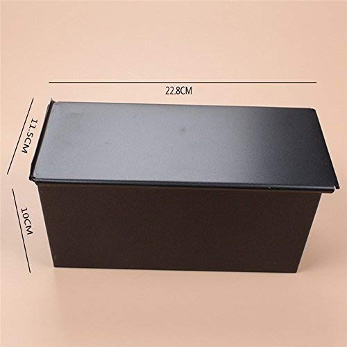 Bandeja de pan antiadherente, molde para pan tostado con tapa Moldes de pan para pan metal para hacer pasteles y tostadas (Negro)