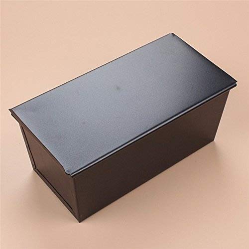 Bandeja de pan antiadherente, molde para pan tostado con tapa Moldes de pan para pan metal para hacer pasteles y tostadas (Negro)
