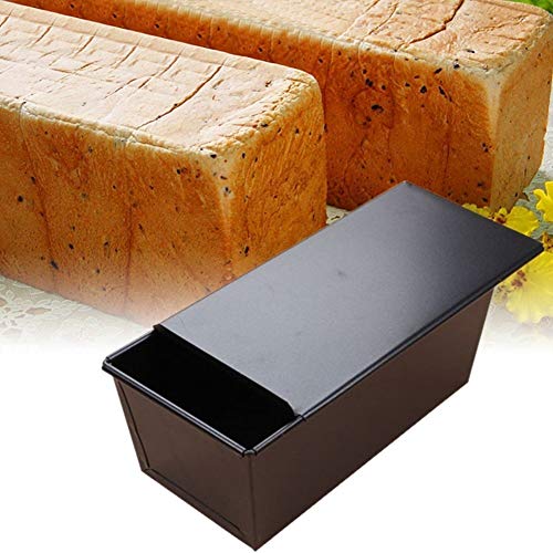 Bandeja de pan antiadherente, molde para pan tostado con tapa Moldes de pan para pan metal para hacer pasteles y tostadas (Negro)