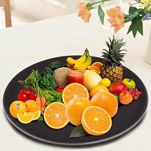 Bandeja de servicio redonda, Bandeja antirresbaladiza de plástico antirresbaladiza de la bandeja plástica respetuosa del medio ambiente para Andies, comida, té, fruta, bocado (35 cm)
