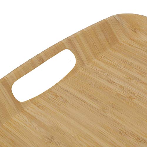 Bandeja Madera Bambu con Asa ♻ Bandeja Comida Fibra de Bambú (Para Servir Alimentos y Bebida) - Bamboo Decorativa Original - Natural, Ecologica - Eco,Sin BPA - Rectangular Grande 45x30 cm - Cocina Bio