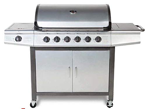 Barbacoa CosmoGrill 6+1 Pro Gas Grill Barbacoa (plata con cubierta)