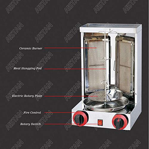 Barbacoa Turquía Kebab Máquina Shawarma tostadores Rotisserie hornos de gas con dos quemadores