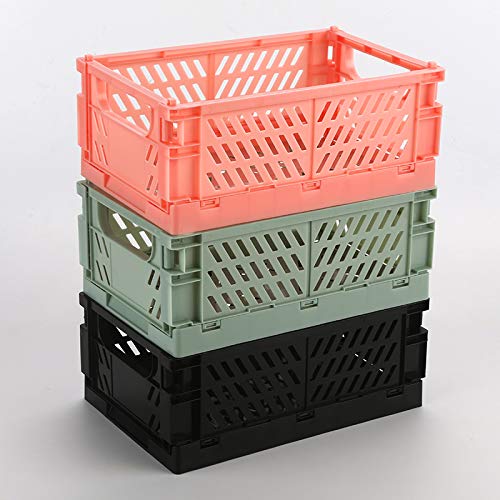 BAREGO Cajas Cesta de Almacenamiento Plegables de Plástico (Rosa, Grande)