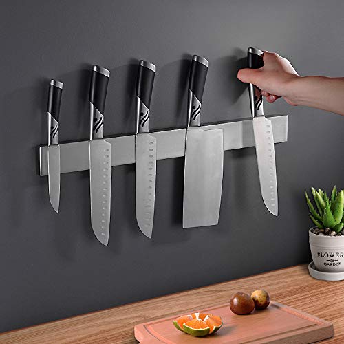 Barra Magnetica para Cuchillos 40 cm - Cuchillero Magnetico - Universal - Acero Inoxidable Cuchillero Magnetico - para Herramientas Otros Utensilios y Organizacion