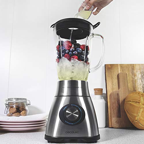 Batidora de Vaso Americano de 1800 W de Potencia, con Cuchilla de 6 Hojas de Titanio Negro,Power Black Titanium 1800