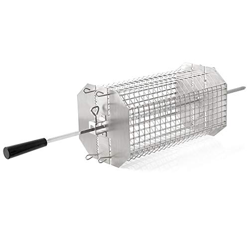BBQ-Toro Parrilla Rondell de Acero Inoxidable para Asador Giratorio, Cesta Universal para Asador Giratorio de Pincho, Jaula Tumbler Cesta para Rosticería