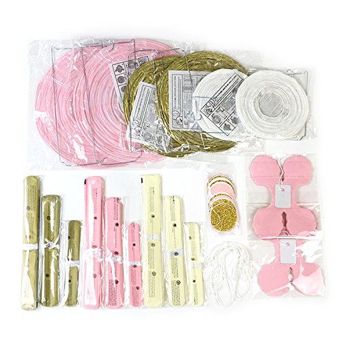 BeiLan 18Pcs Pompones de Papel decoración,Decoración Fiesta,papel de seda, 9 Pom Poms, 2 papel puntos, 4 Guirnalda de papel,6 linternas de papel para el cumpleaños, el casarse,etc