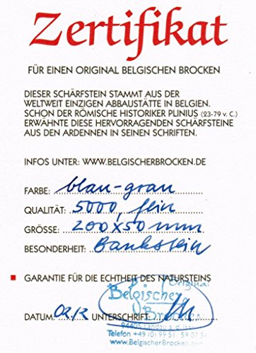 Belgischer Brocken piedra afiladora azul 200x50 mm. Piedra de afilar finamente para cuchillas, instrumentos quirúrgicos, maquinillas de afeitar