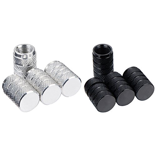 Bememo 16 Piezas de Tapa de Válvula de Neumático Tapa Anti-Polvo de Rueda de Coche de Aluminio (Negro y Plateado)