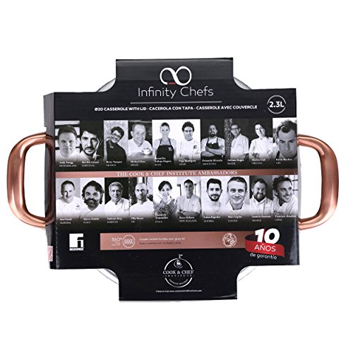 Bergner Infinity Chef Cacerola de inducción con Tapa de Vidrio, Acero Inoxidable, Plateado, 20 cm