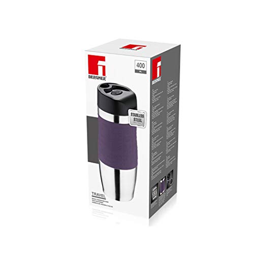Bergner Travel Termo de Viaje, Acero Inoxidable, Morado, 21 cm