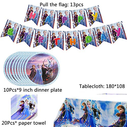 BESLIME 75Pcs Cumpleaños Vajilla, Plato, Servilleta de Papel, Cuchillo, Tenedor, Taza, Mantel, Paja, Adorno de Pastel y Bandera para Letras, Vajilla de Fiesta -Tiene Apacidad para 10 personas