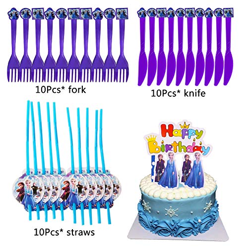 BESLIME 75Pcs Cumpleaños Vajilla, Plato, Servilleta de Papel, Cuchillo, Tenedor, Taza, Mantel, Paja, Adorno de Pastel y Bandera para Letras, Vajilla de Fiesta -Tiene Apacidad para 10 personas