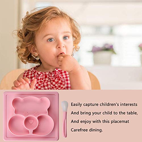 BESLIME Ventosa Plato Ventosa，Plato Para Bebe (Azul) - Plato Silicona para Infantil con Mantel Individual-Ventosas Antivuelco para Tronas y Sillines-Seguro en Lavavajillas/Microondas