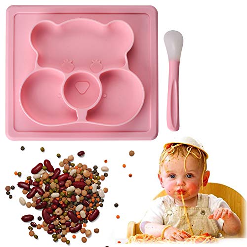BESLIME Ventosa Plato Ventosa，Plato Para Bebe (Azul) - Plato Silicona para Infantil con Mantel Individual-Ventosas Antivuelco para Tronas y Sillines-Seguro en Lavavajillas/Microondas