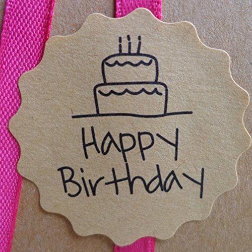 BESTOYARD 120 Unids Etiquetas de Regalo Ronda Marrón Papel Kraft Recinto Tarjetas para Favores de la Boda Personalizado Artesanía Cumpleaños Graduación Partido Decoración Sello Pegatinas
