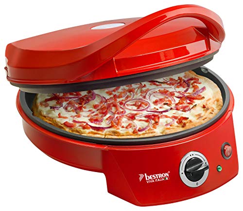 Bestron Horno Grill Eléctrico para Pizza, Viva Italia, Calor Superior e Inferior, Hasta 180°C, 1800 W, Rojo